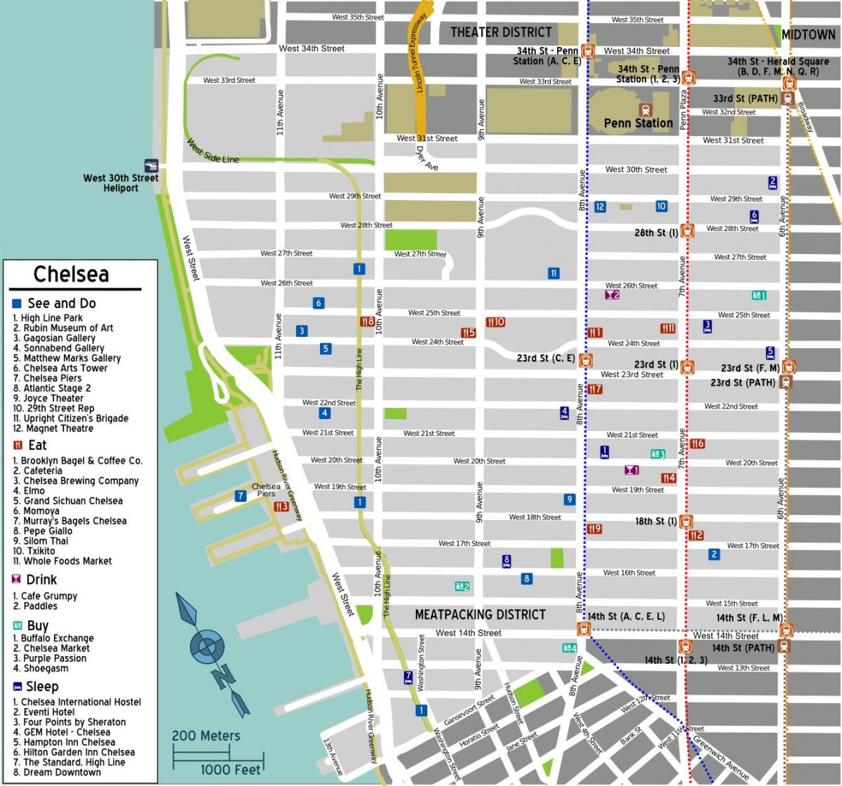 mapa de Chelsea, em Manhattan