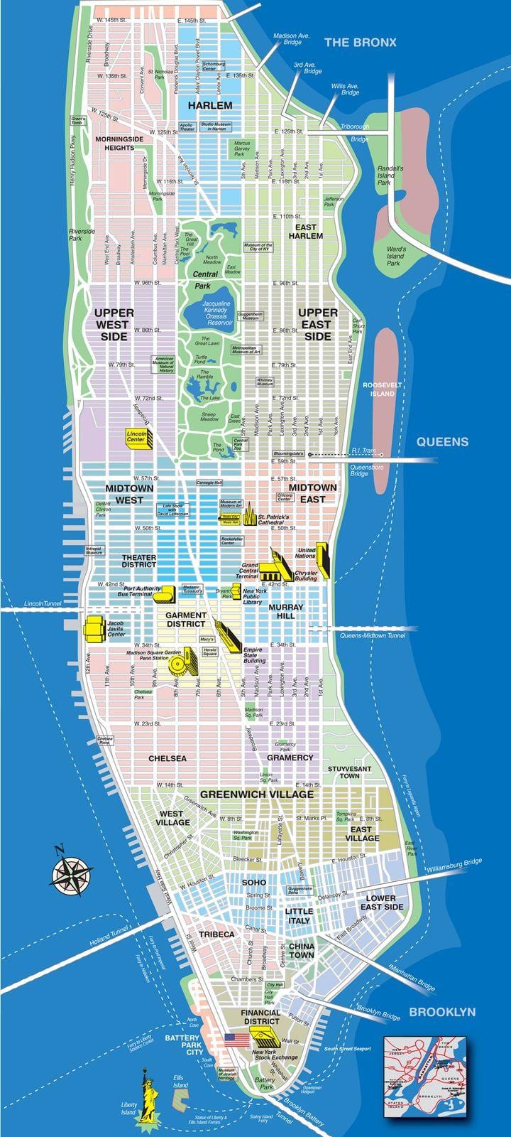 mapa da ilha de Manhattan
