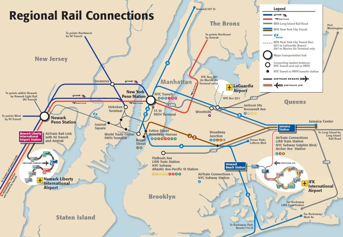 JFK para Manhattan de metrô mapa