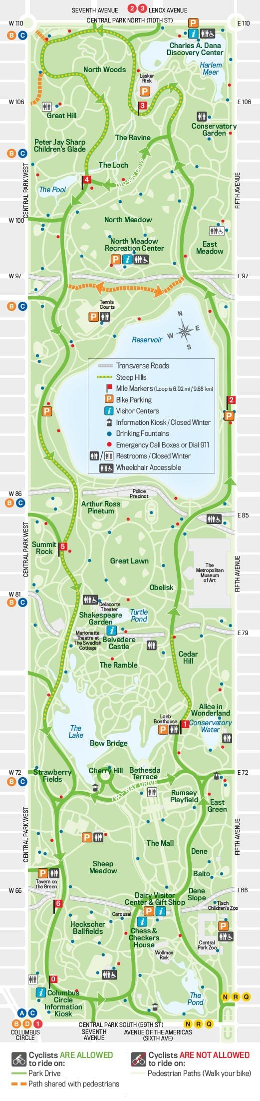 mapa de central park em execução