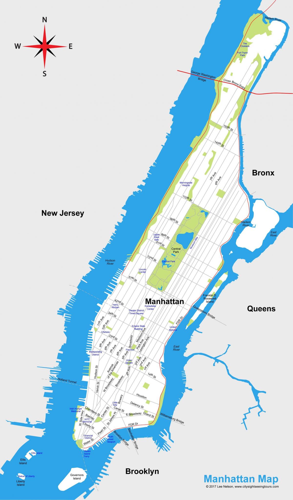 Cidade de Manhattan mapa para impressão