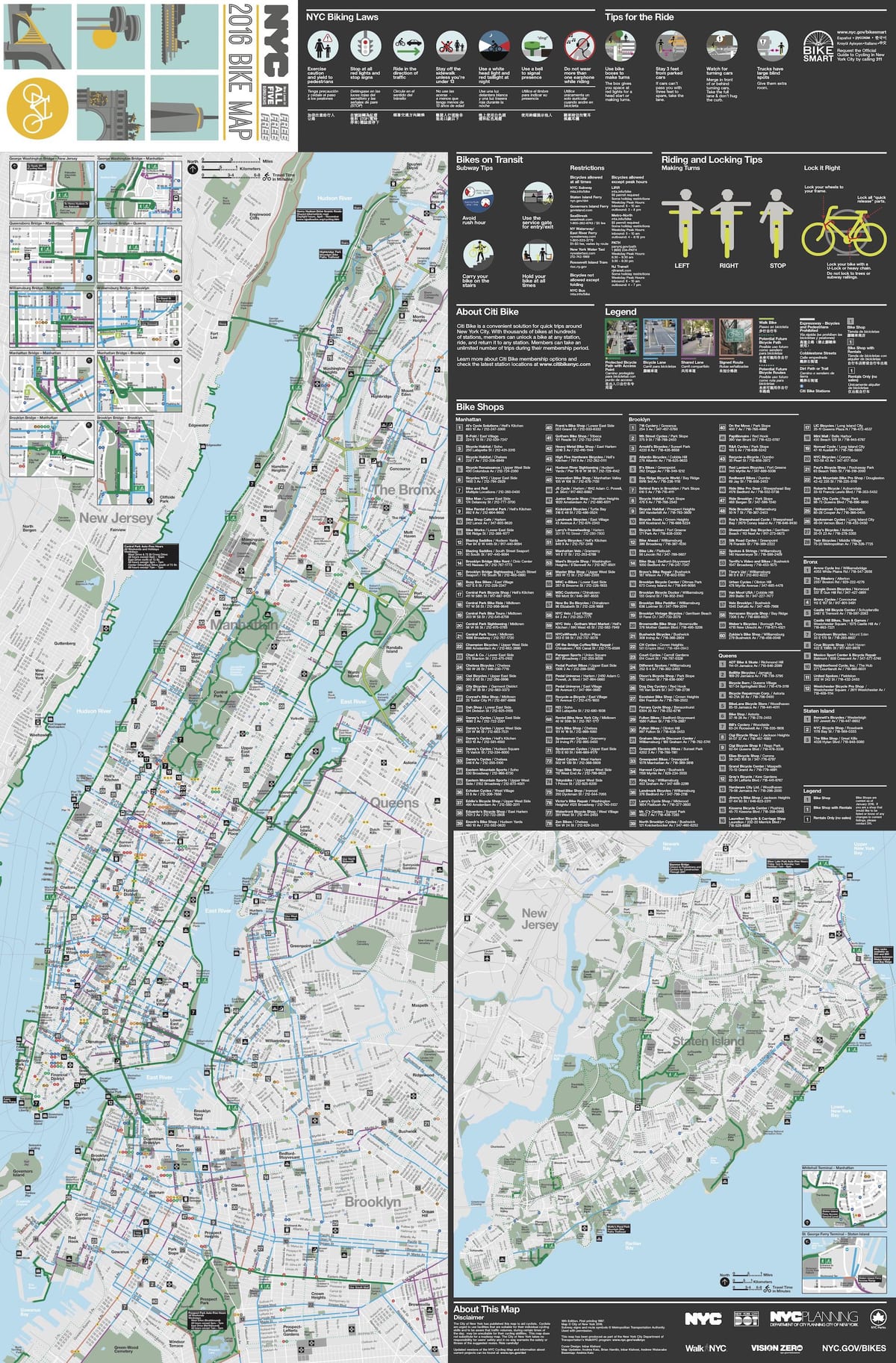 Manhattan de bicicleta mapa