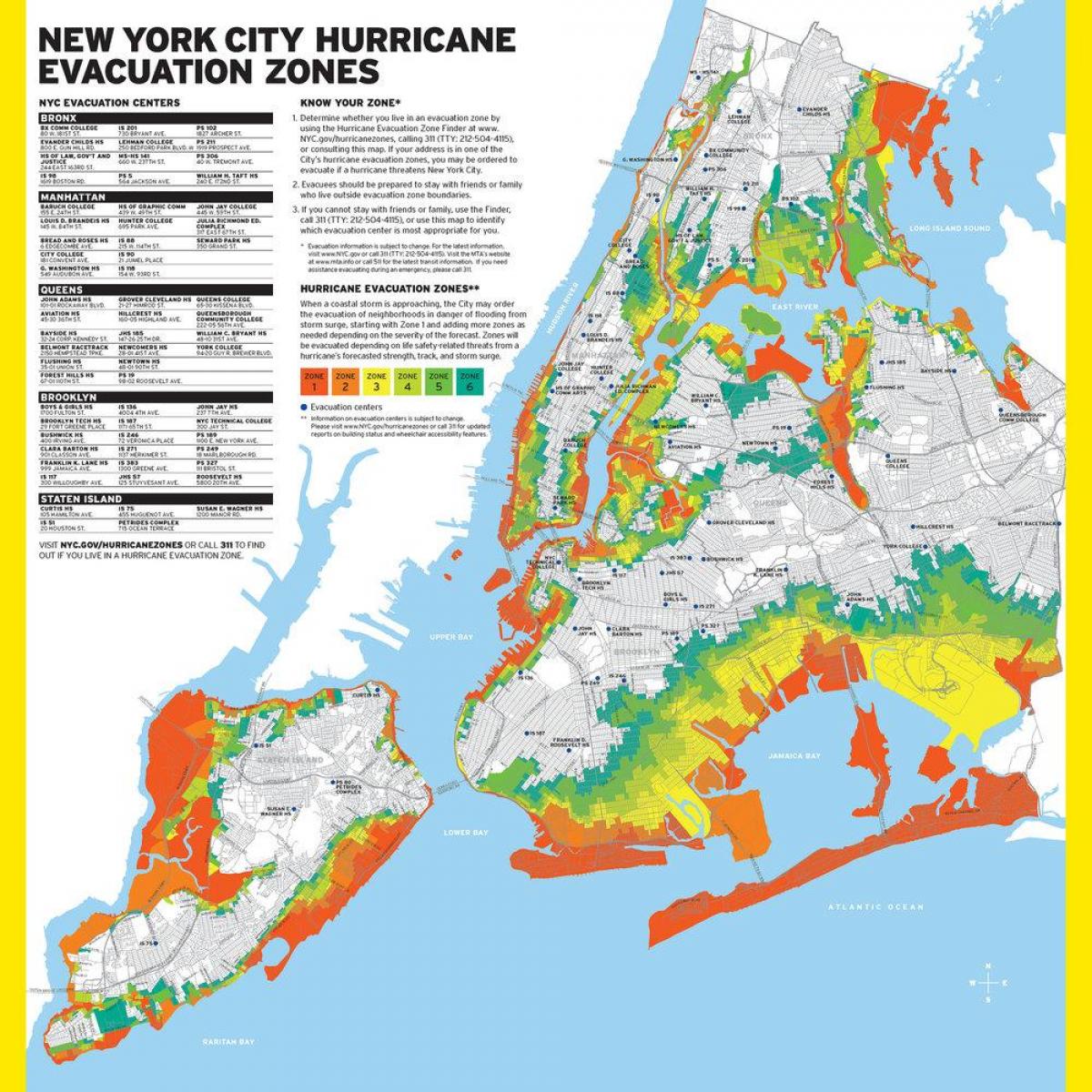 Manhattan zona de inundação mapa