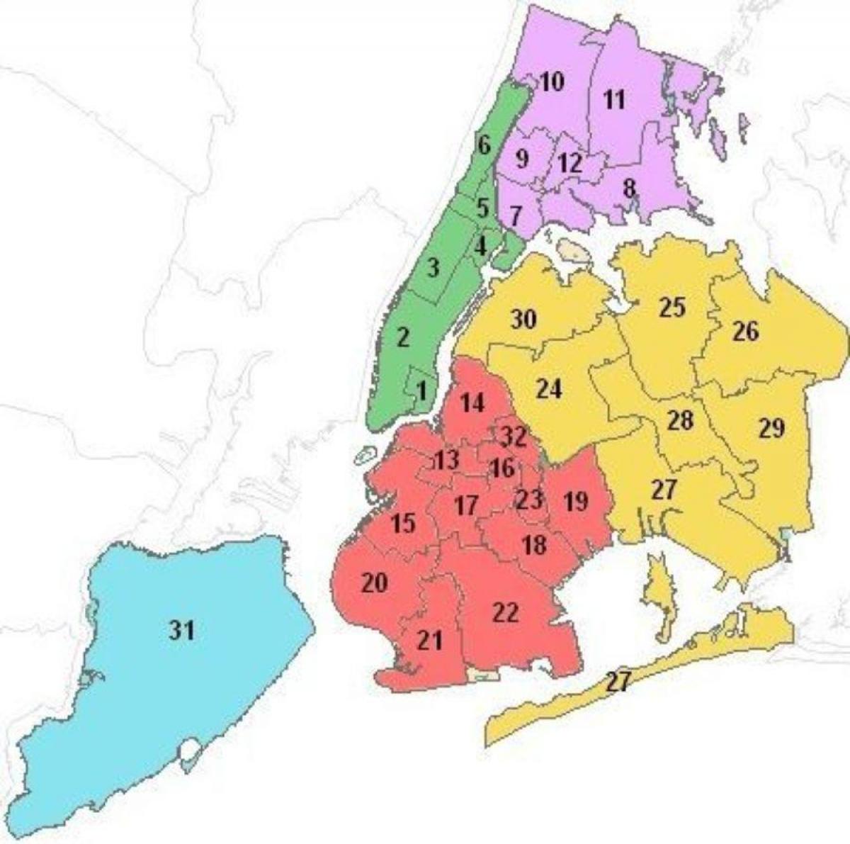 mapa dos distritos escolares em Manhattan