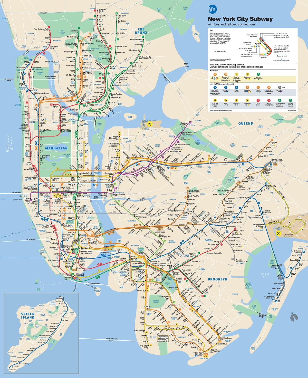 Nova York Manhattan de metrô mapa