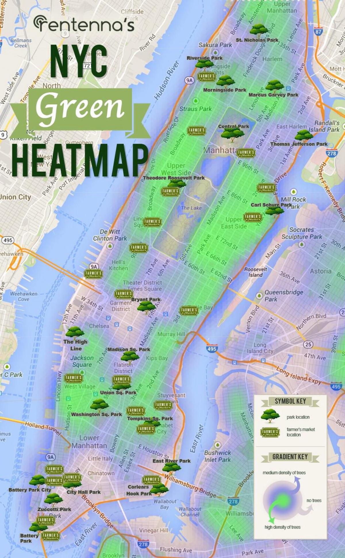 mapa de Manhattan parques