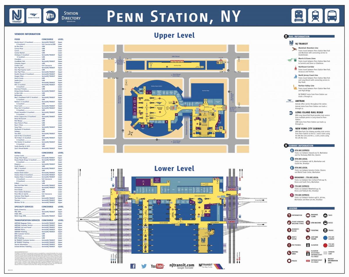 Penn station, em Manhattan mapa