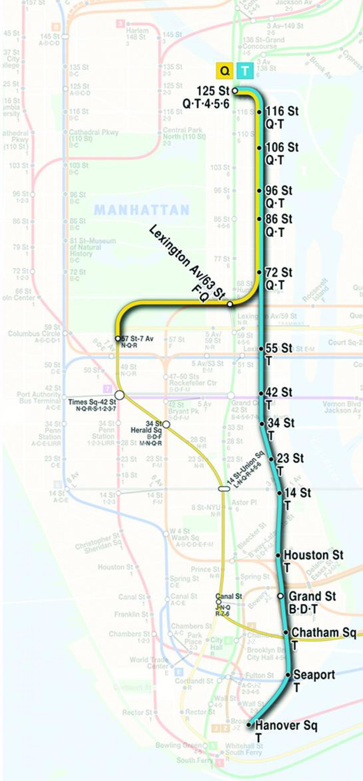 mapa da segunda avenida de metrô
