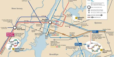 JFK para Manhattan de metrô mapa