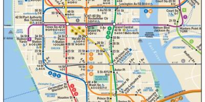 Mapa da baixa de Manhattan de metrô