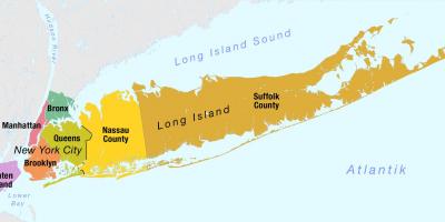 Mapa de Nova York, em Manhattan, e de long island