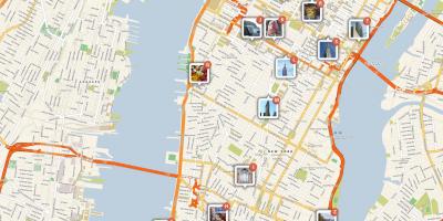 Mapa de Manhattan, com pontos de interesse
