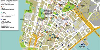 Mapa da baixa de Manhattan, com nomes de ruas